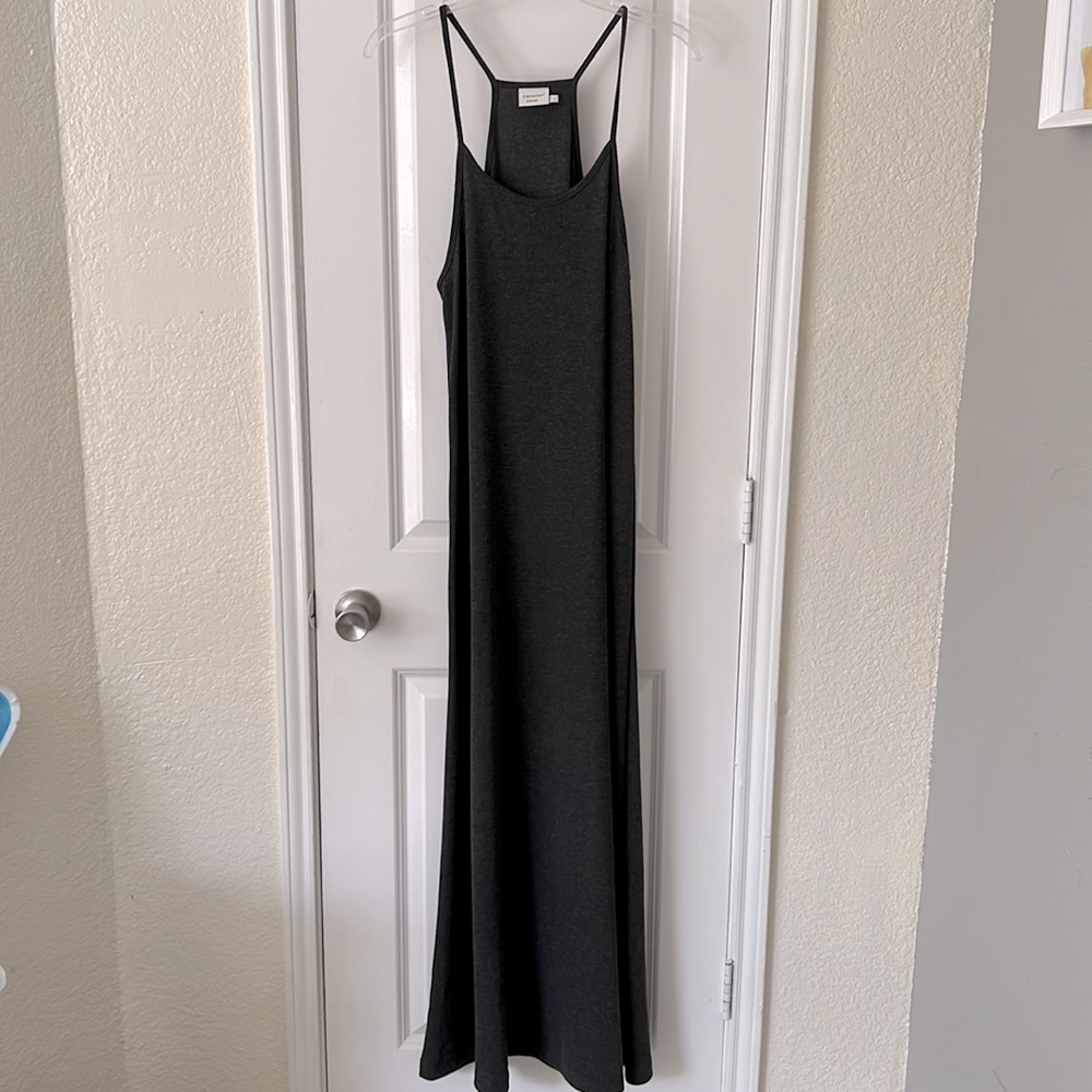 Crescent Drive Long  Dark Grey Maxi Dress